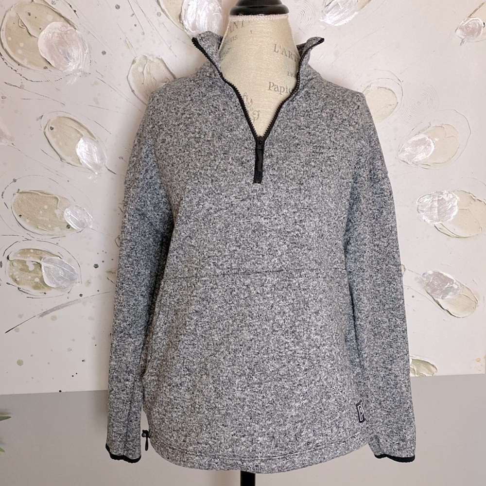 PINK 1/4 Zip Grey Pullover Sweater Sweatshirt Medium